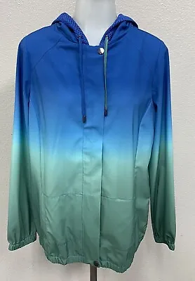 CHICO’S Zenergy UPF Green Blue Ombre Hooded Jacket Sz 0 NWT • $27.99