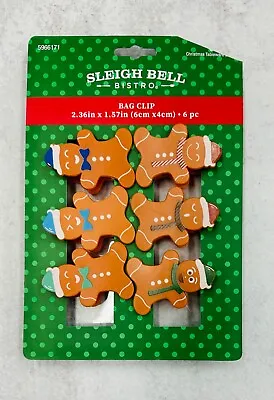 Set Of 6 Gingerbread Bag Chip Food Clips Kitchen Utensils Christmas Holiday • $9.99