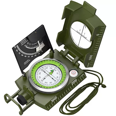 𝓟𝓻𝓸𝓼𝓽𝓮𝓻 Military Compass Metal Sighting Clinometer Camping Hiking Gear • $24.95