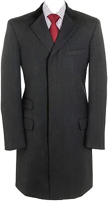 £149 • Buy Grey Covert Coat Velvet Collar Size Small 36  - 38   Peaky Blinders 100% Wool 
