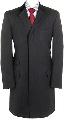 £149 • Buy Grey Covert Coat Velvet Collar Size Small 36  - 38   Peaky Blinders 100% Wool 