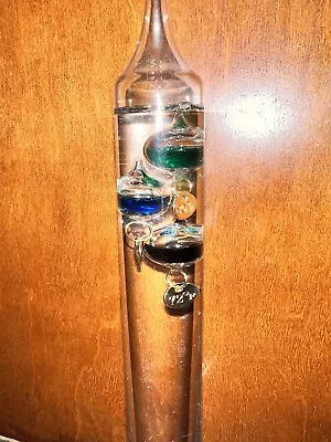 Galileo Glass Thermometer With Multicolor Floating Balls Office Table Home Decor • $16.10