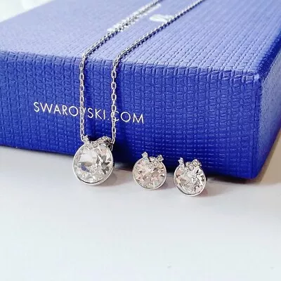 Authentic Swarovski Bella V Stud Earrings And Necklace Set White. NWT.  • $87