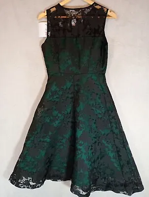 Lindy Bop Dress Ladies Rockabilly 50's/60s Swing Green Black Size 10 More An 8 • £24.99