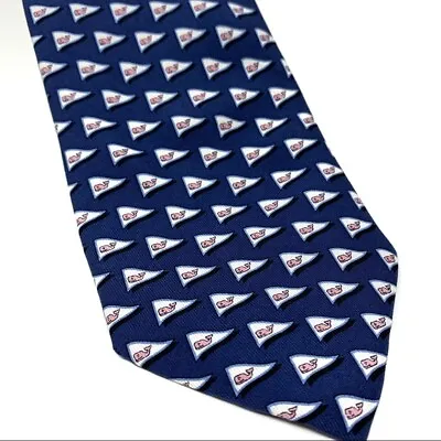 Vineyard Vines Silk Neck Tie Tied To A Cause Logo Whale Flag Sea Splash NWT$85.0 • $24.99