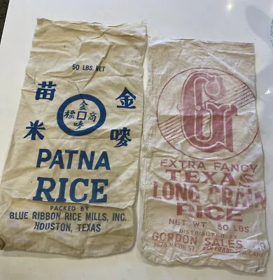 Vintage Patina Rice Texas & Gordon Sales San Francisco 50 Lbs Bag Sacks • $14.99