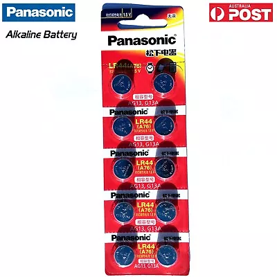 10 X LR44 Genuine Panasonic 0%Hg 1.5V A76/AG13/G13A Alkaline Battery SYD Stock • $16.80