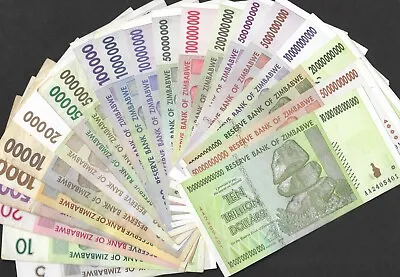 Zimbabwe 24pc Banknote Set Of 1 5 10 20 50 100 Billion Trillion Million Dollars • £59.99