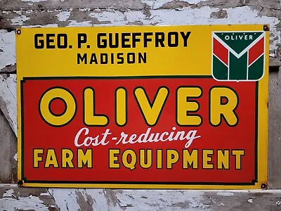 Vintage Oliver Porcelain Sign Farm Equipment Tractor Dealer 25  Farming Machine • $426.89