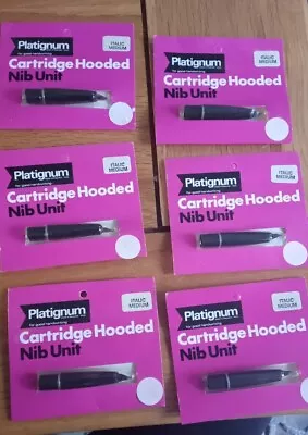 £15 • Buy 6 Vintage Sealed Job Lot Platignum Italic Medium Cartridge Hooded Nib Units 