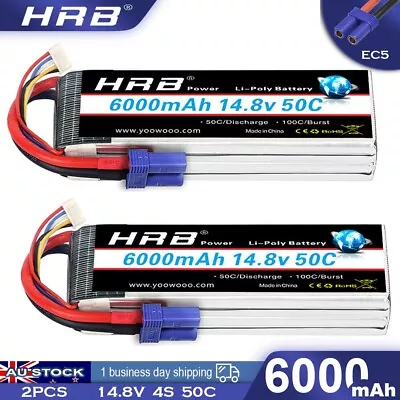 2pcs HRB 14.8V 4S 6000mAh LiPo Battery EC5 For RC Car Helicopter Airplane Boat • $162.99