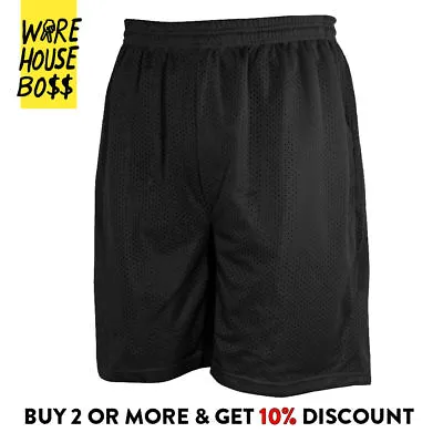 Mens Plain Mesh Shorts 2 Pocket Casual Basketball Shorts Gym Fitness Hip Hop • $8.95