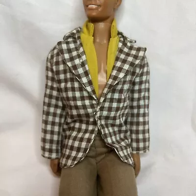 Vintage Barbie KEN MOD HAIR Brown & White Check JACKET  Blazer 1973 #4224 Set • $12