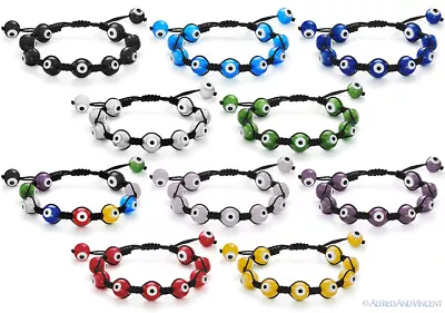 $7.99 • Buy Evil Eye Turkish Nazar Greek Jewish Hamsa Kabbalah Charm Macrame Surfer Bracelet