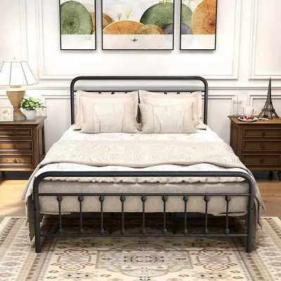 Metal Queen Bed Frame With Headboard And Footboard Farmhouse Platform Bed Frame  • $229.99