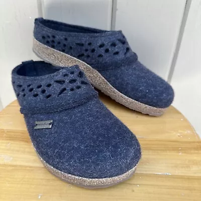 Haflinger Womens LACEY Charcoal Gray Wool Clogs Slippers Sz 39 /US 8 (Run Big) • £57.89