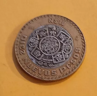 1992 Mexico 10 Nuevos Pesos Bi Metal Silver Km-553 • $9.99