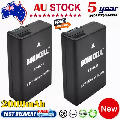 2x  EN-EL14 EN-EL14a Battery For Nikon D3100 D3200 D5100 P7000 Digital Camera AU • $26.99