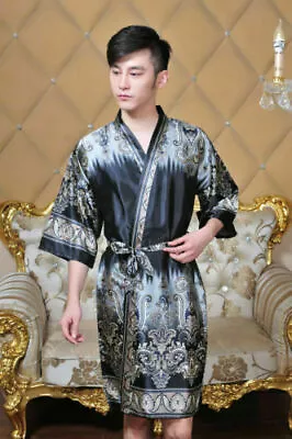 Chinese Silk Women Men Kimono Robe Gown Bathrobe Average Size • $20.03