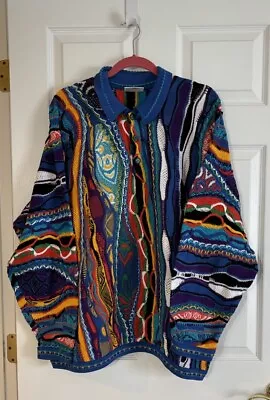 Vintage Coogi Authentic Sweater Made In Australia Multi-Colored Henley Size 2XL • $199