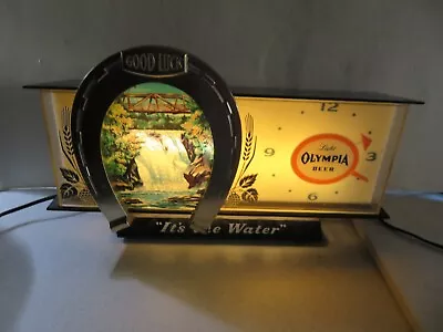 Vintage Light Clock OLYMPIA BEER Waterfall Sign • $169.99