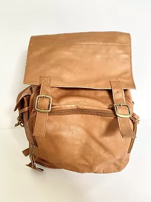 Vintage Leather Rucksack Backpack Hergon Travel Laptop Adventure Hiking Bag • $45