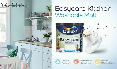 £38.53 • Buy Dulux Easycare Kitchen Matt Paint 2.5L Grease Resistant Choice Of 200 Colours