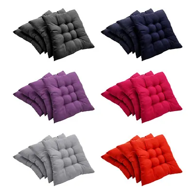 4X Chair Seat Pads Cushions Tie On Dining Chair Cushion For Garden Kitchen Patio • £9.95