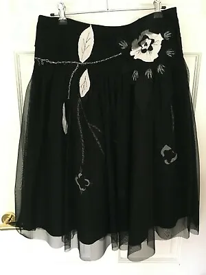 £15 • Buy RENATO NUCCI Black   A Line  Nylon Mesh Layered Skirt  Size 42
