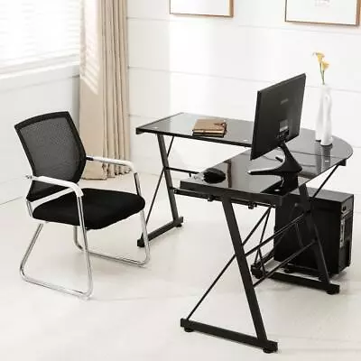 L-Shaped Computer Desk 50  Office PC Desk Gaming Table Home Furniture Glass Top • $94.99