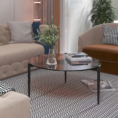 Bright & Limpid Round Glass Coffee Table Stable&Durable Versatile Sofa End Table • $59.90