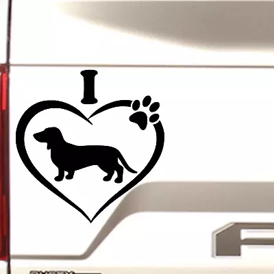 I Love Dachshund Decal Sticker Wiener Dog Heart Car Tumbler Pet JDM 22 Variation • $13.36