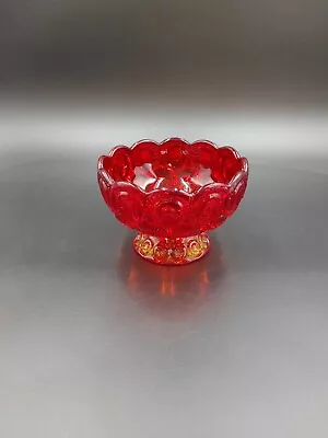 Vtg Red Amberina Moon And Stars Glass Pedestal Candy Dish Compote Bowl • $19.85