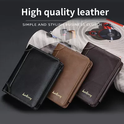 £7.88 • Buy Mens RFID Blocking Leather Wallet Credit Card Holder Bifold Purse With Zip UK