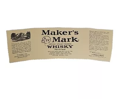 Maker's Mark Kentucky Bourbon Whisky Unused Bottle Label • $4.88