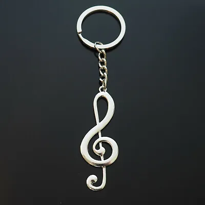 Treble Clef Keychain Silver Violin Guitar Piano Musical Note Gift Music Teacher • $6.99