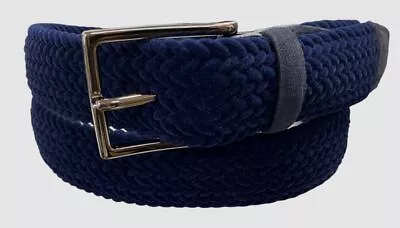 $195 Orciani Men's Blue Velvet Stretch Suede Leather Belt Size 105 Cm/42 In • $62.78