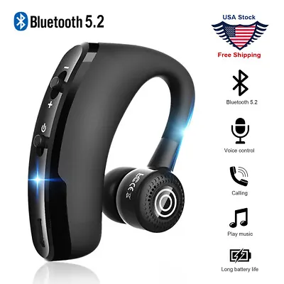 Bluetooth 5.2 Headset Wireless Earbuds Earphones Stereo Headphones Ear Hook Mic • $9.96