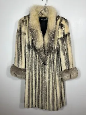 Classy CROSS MINK Fur Coat Gray FOX Cuffs Collar Small Jacket 43  Length • $600