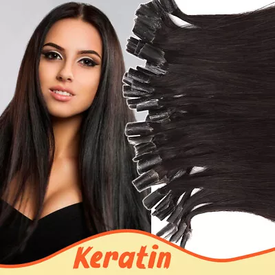 14 -24  Keratin Flat U-Tip Real Remy Human Hair Extensions Fusion Nail 1g/ 0.5g • $49.63