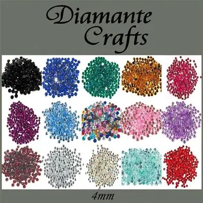 4mm Round Diamante Loose Flat Back Craft  Gems Choose From 18 Colours • £2.99