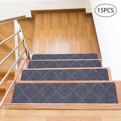 15PCS Non-Slip Carpet Stair Treads 30  X 8  Mats Indoor For Wooden Steps • $34.20