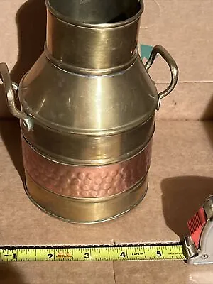 Vintage 1950s Brass & Copper Metal Small Milk Can Jug Urn 2 Handles 4.1 H X3 D • $4.99