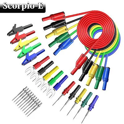 Multimeter Banana Plug Silicone Test Leads Kit Insulated Alligator Clip Probe • $20.89