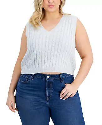 $19.99 • Buy FULL CIRCLE TRENDS Trendy Plus Size Cropped Cable-Front V-Neck Sweater Vest 2X