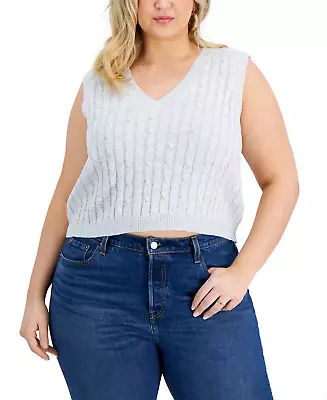 $19.99 • Buy FULL CIRCLE TRENDS Trendy Plus Size Cropped Cable-Front V-Neck Sweater Vest 2X