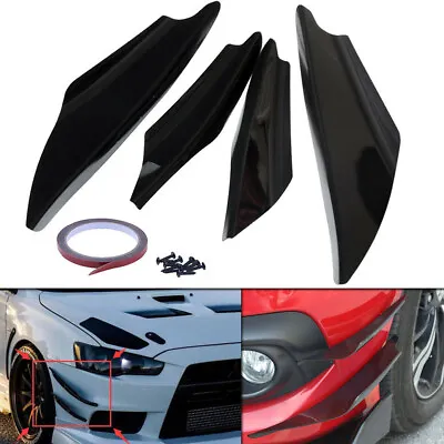 4pcs ABS Universal Gloss Black Car Front Bumper Spoiler Fins Splitter Canards • $28.20