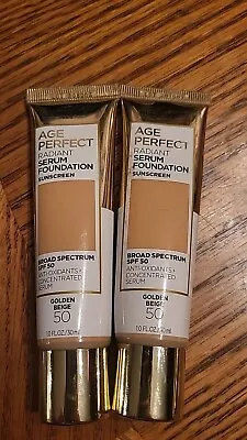 2- L'OREAL AGE PERFECT RADIANT SERUM FOUNDATION SUNSCREEN 50 GOLDEN BEIGE (Read) • $10.99