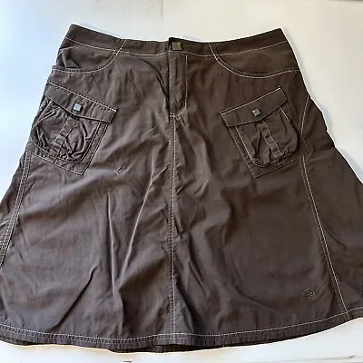 Mountain Hardwear Skirt Hiking Nylon Brown Cargo Cinched Pockets Size 12 • $19.99