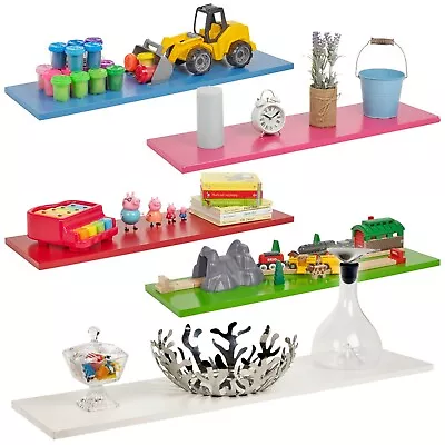 £9.49 • Buy Large Wooden Floating Shelves Lacquer Finish Display Rack Wall Mounted Kids Room